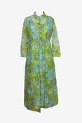2 Piece Blue floral maxi dress with matching chiffon button front coat