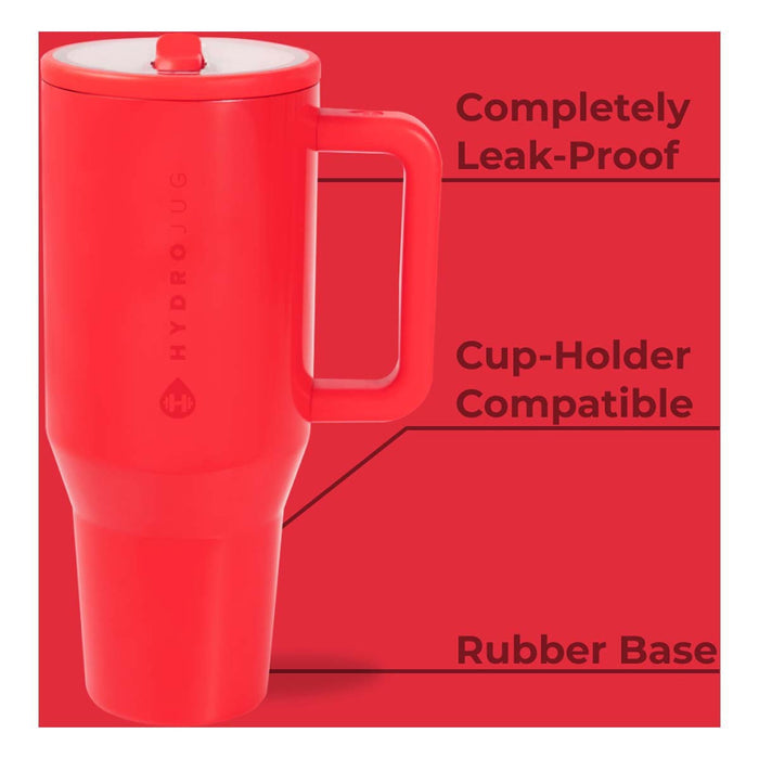 HydroJug Red Shine 32 oz travel tumbler stainless insulated