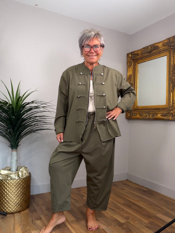 3/4 Barrel Leg Lightweight Scuba Stretch Pants (matching military jacket available)
