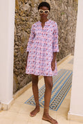 3/4 Sleeve Pintuck Dress- Florence Petal