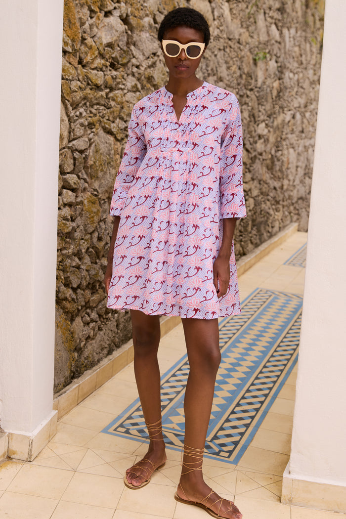 3/4 Sleeve Pintuck Dress- Florence Petal