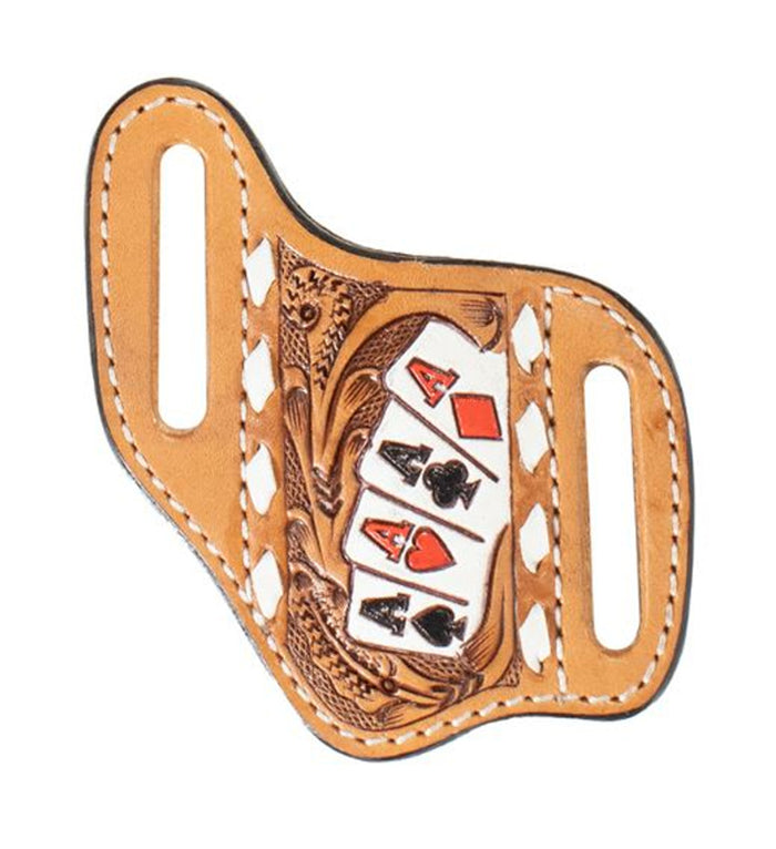 3D Leather Ace Cards Knife Sheath