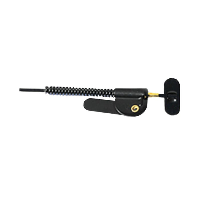 Black metal tool with a spring on a white background