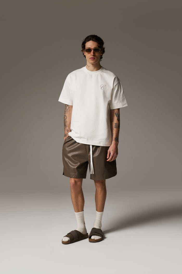 AIRTEX FAUX LEATHER SHORTS - BROWN