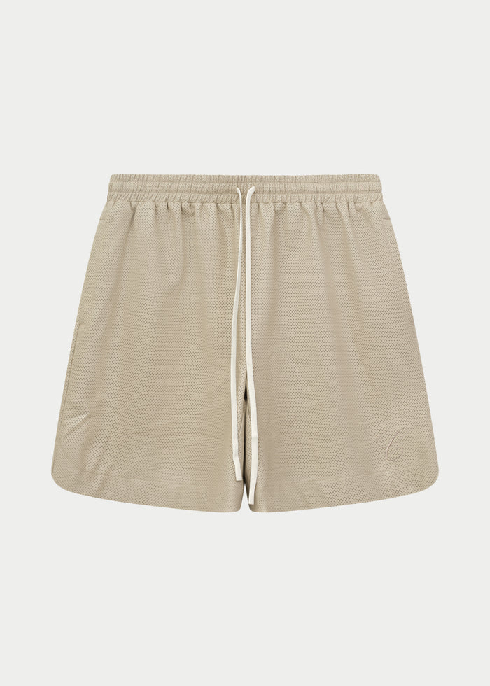 AIRTEX FAUX LEATHER SHORTS - STONE