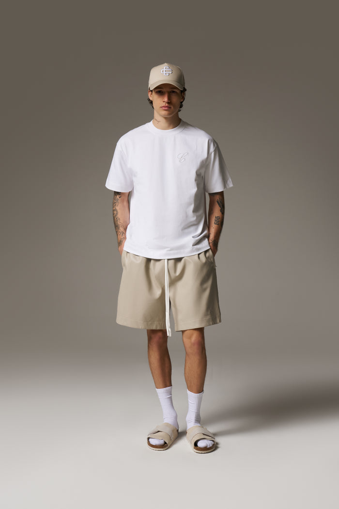 AIRTEX FAUX LEATHER SHORTS - STONE