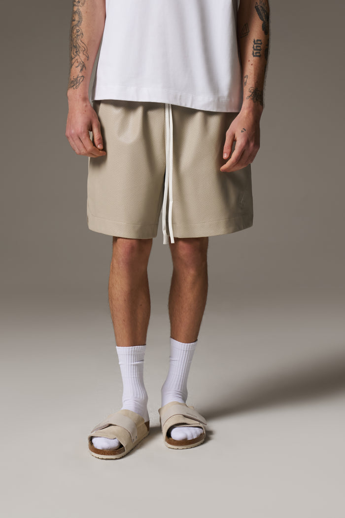 AIRTEX FAUX LEATHER SHORTS - STONE