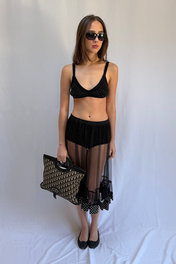 Albus Lumen Bead Embellished Knit Bikini Set