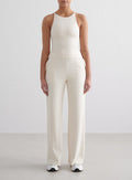Almond White Sense Wide Pants & Halter Bralette Set
