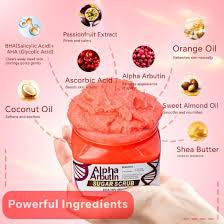 Alpha Arbutin Sugar Scrub | Dark Spot Corrector & Brightening Exfoliator for Even Skin Tone