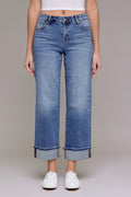 Hidden Jeans classic straight leg Ella jeans in medium washed blue with rolled cuffs