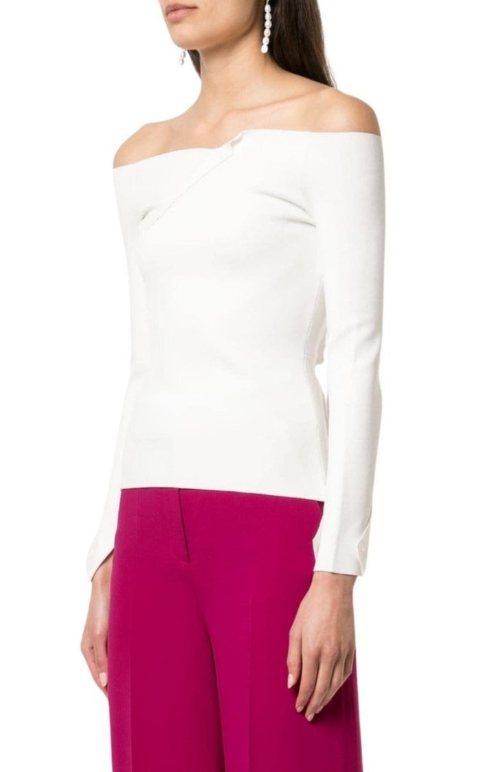 Roland Mouret Angeles Off - the - shoulder Ponte Top - Runway Catalog