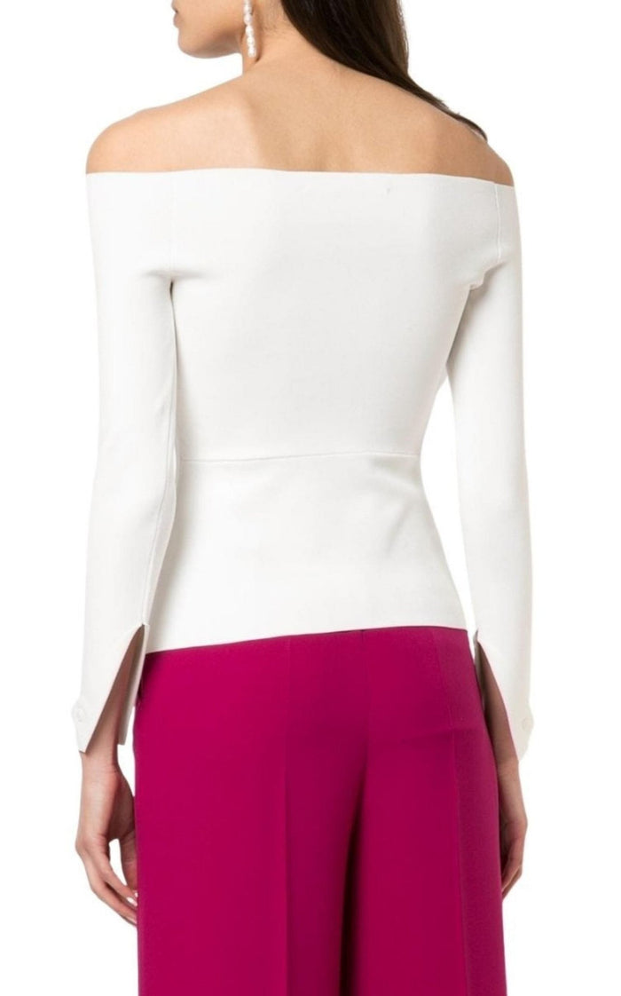 Roland Mouret Angeles Off - the - shoulder Ponte Top - Runway Catalog