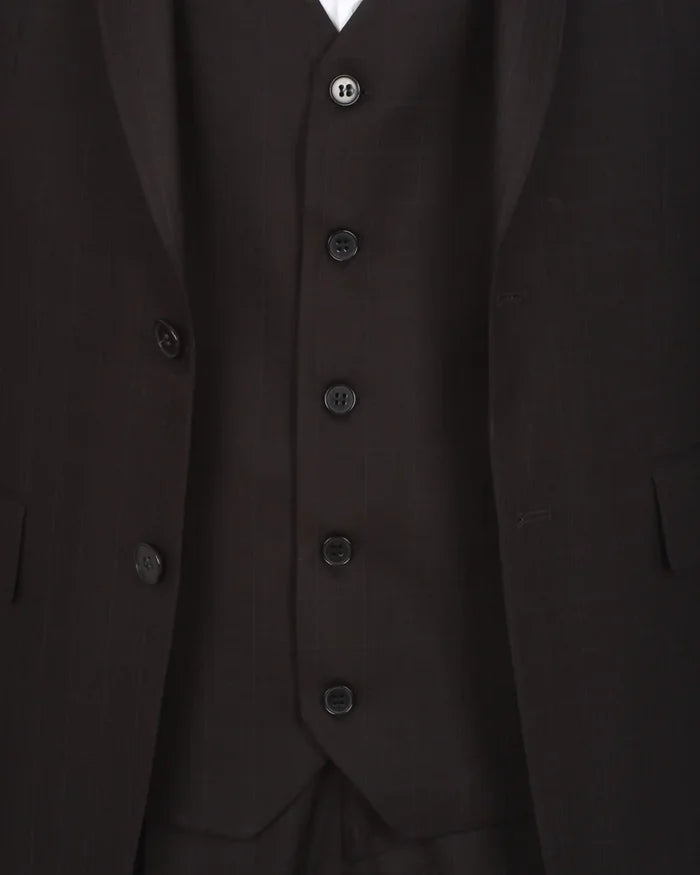 Anthracite Wool Classic Plain 3 Piece Men's Suit-Makrom