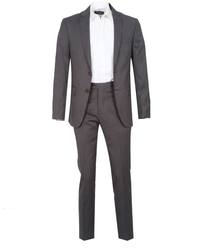 Anthrasite Pure Wool Classic Plain 3 Piece Men's Suit-Makrom
