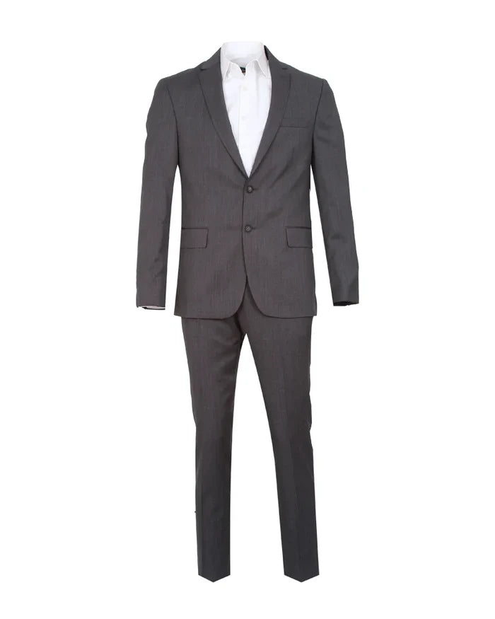 Anthrasite Pure Wool Classic Plain 3 Piece Men's Suit-Makrom