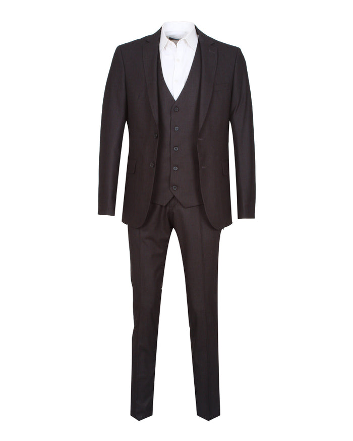 Anthrasite Pure Wool Classic Plain 3 Piece Men's Suit-Makrom