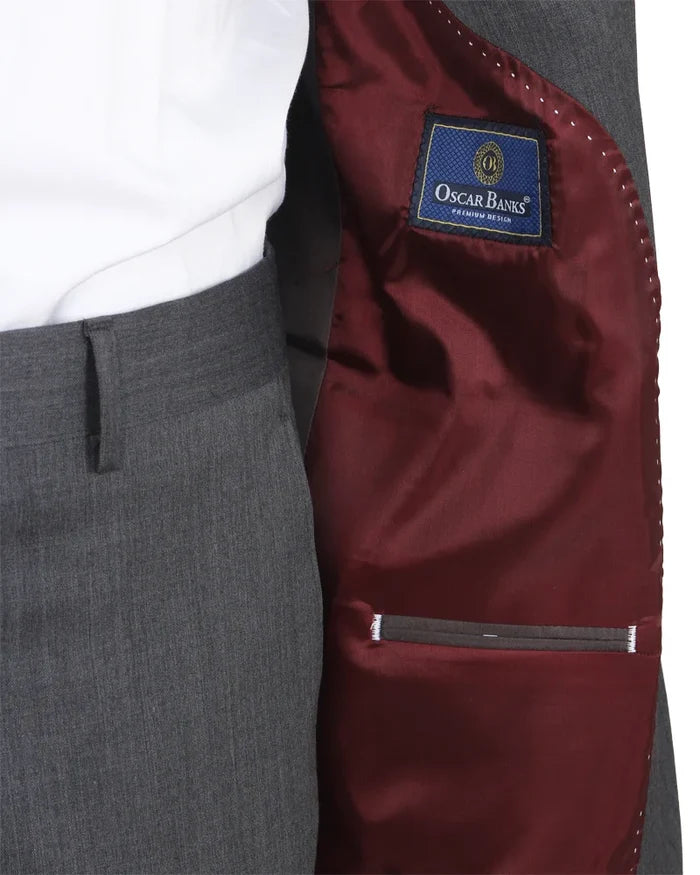 Anthrasite Pure Wool Classic Plain 3 Piece Men's Suit-Makrom
