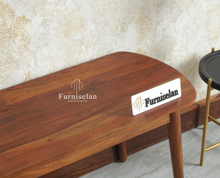 Antilia Wooden Three Seater Dining Bench Furniselan Teak Finish