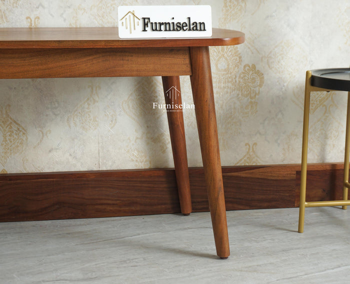 Antilia Wooden Three Seater Dining Bench Furniselan Teak Finish