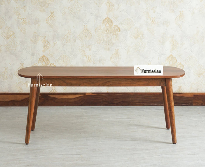 Antilia Wooden Three Seater Dining Bench Furniselan Teak Finish