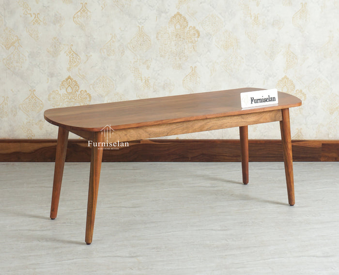 Antilia Wooden Three Seater Dining Bench Furniselan Teak Finish