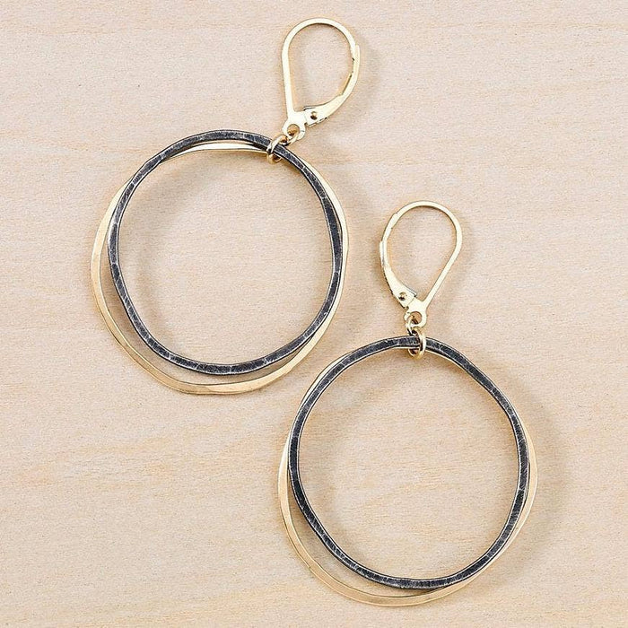 Antique Caldera Black and Gold Circles Earrings