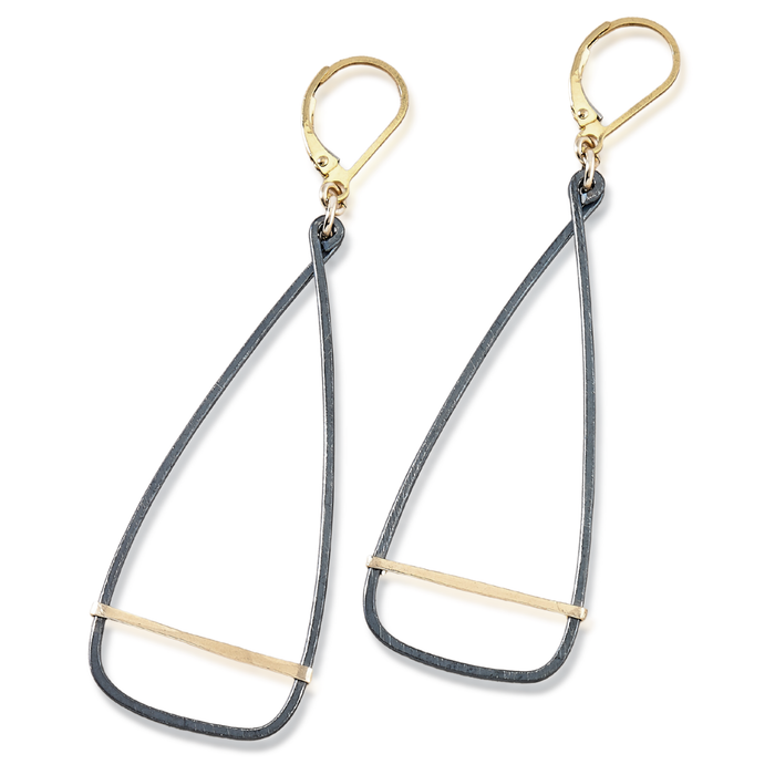 Antique Oar Black and Gold Handmade Earrings