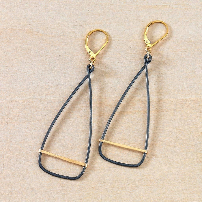 Antique Oar Black and Gold Handmade Earrings