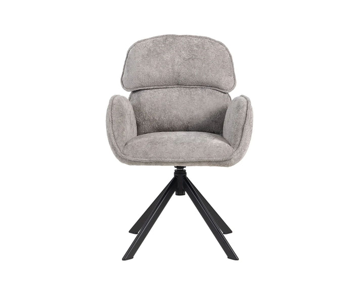 Arden Swivel Fabric Dining Chair with Metal Legs - Grey