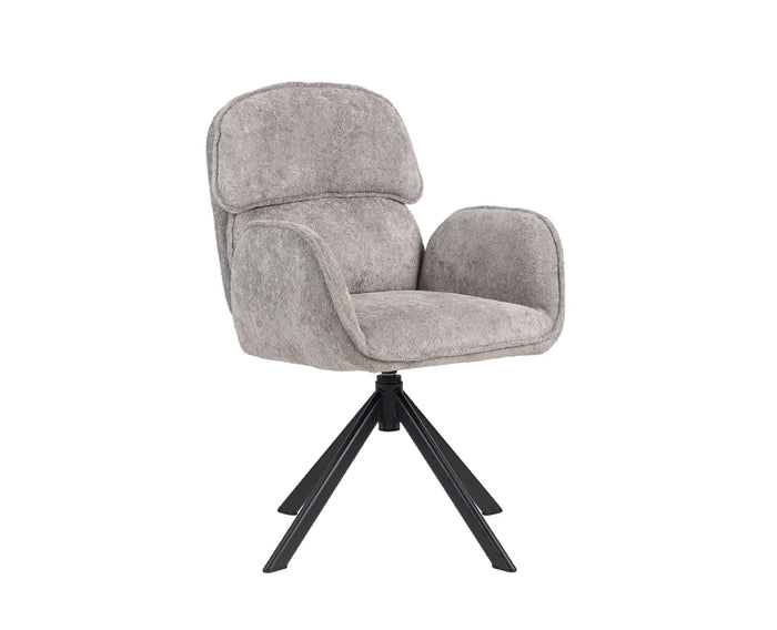 Arden Swivel Fabric Dining Chair with Metal Legs - Grey