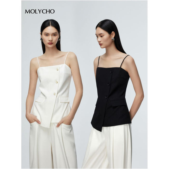 MOLYCHO Irregular Design Suit Vest Women s Summer Outerwear Sleeveless Strap Top image 1