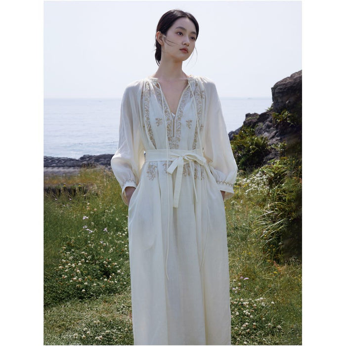 ASAYA4807 – Ethereal Seaside Embroidered Dress 🌿🌊✨