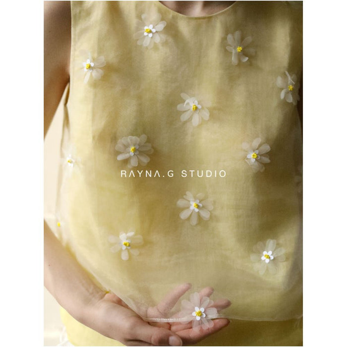 Rayna g Rayna Ji Handmade Beaded Exquisite Daisy Ramie Vest Women s 2025 Summer New Fashion image 2