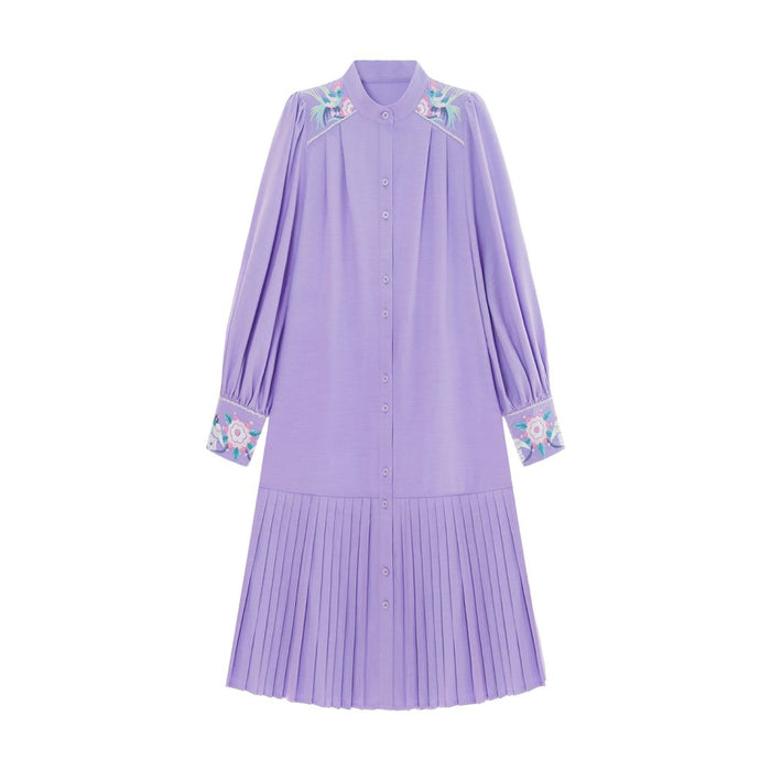 ASAYA5194 – Aurora Pleat Embroidered Dress 🌸💜