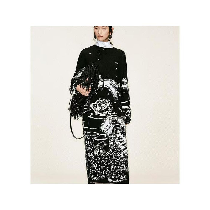 ZCY 2025 Winter New Oriental Slant Front Jacquard Knitted Dress image 1