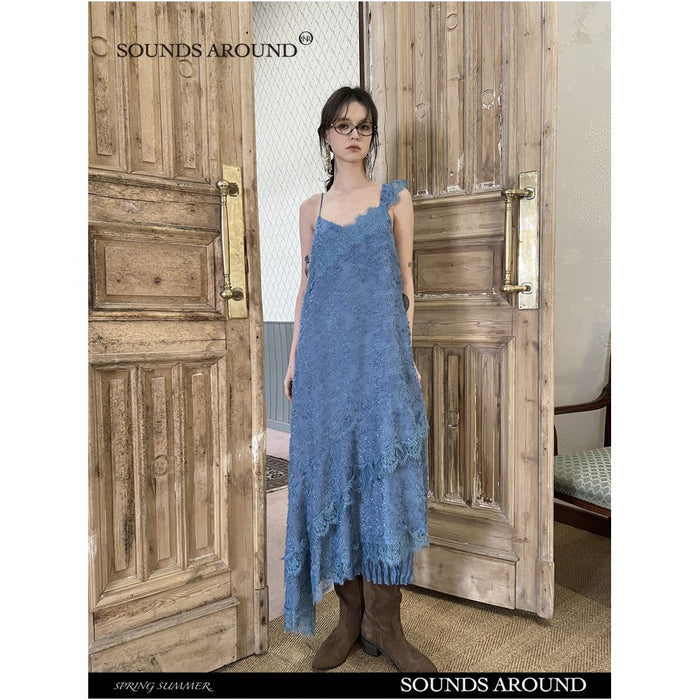 ASAYA6286 – Whisper Lace Asym Midi Dress 🤍🖤