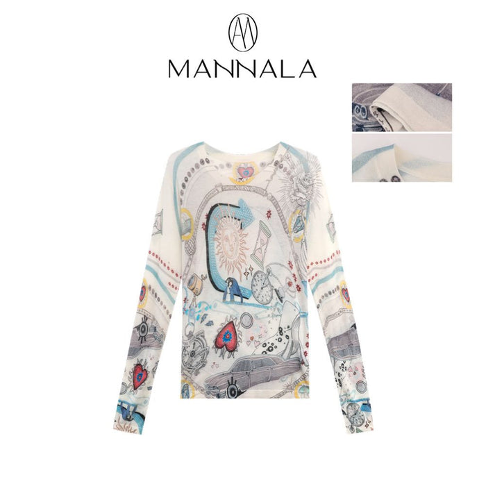 ASAYA6378 – Celestial Sketch Knit Top ✨🪐💫