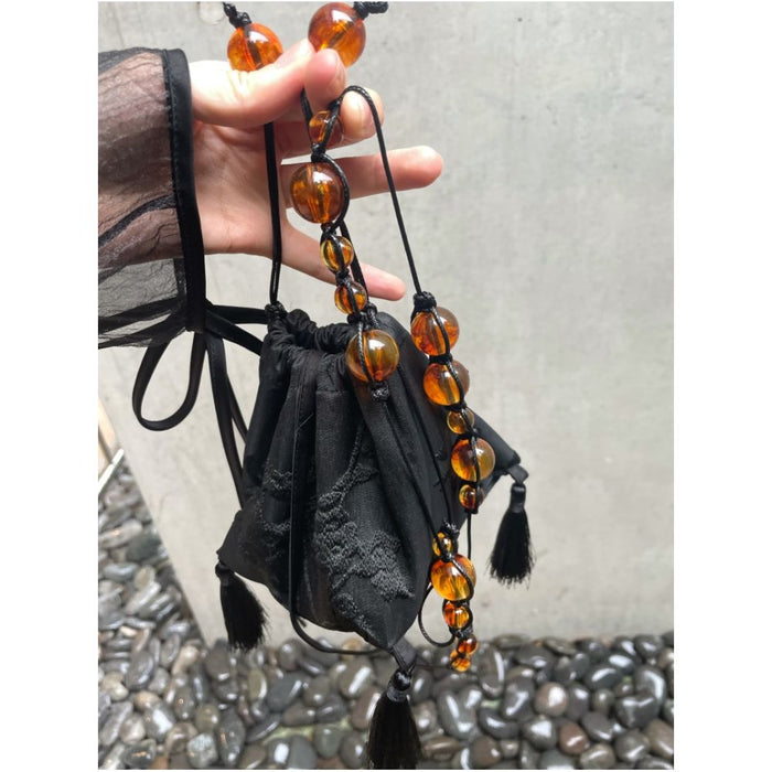 Ilikeitsomuch original design new Chinese style handmade woven jacquard tortoiseshell bead bag image 0