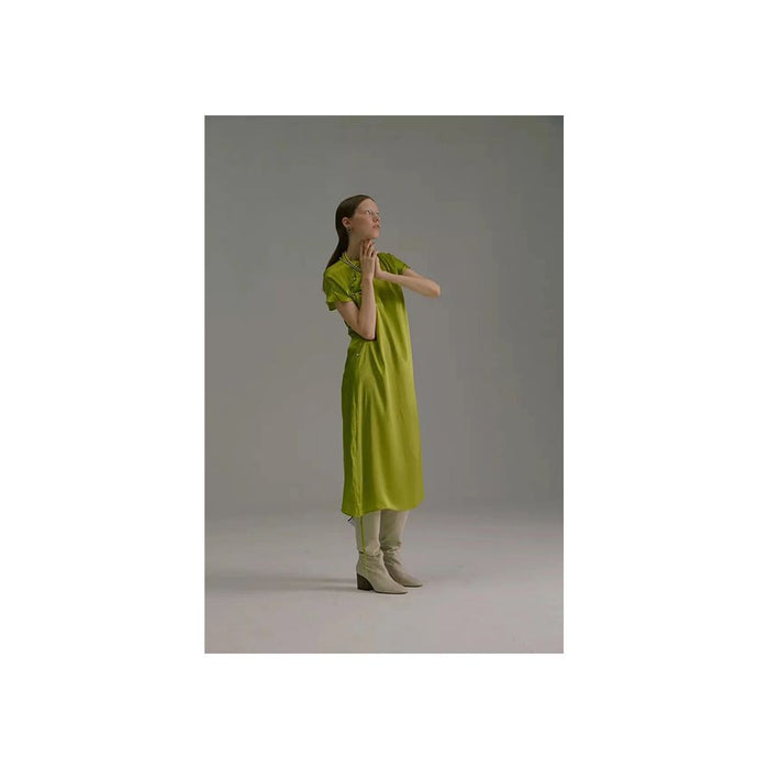 NEANT 2018 AW Series 1 100 Mulberry Silk Green Jade Improved Chinese Waist less Cheongsam image 3