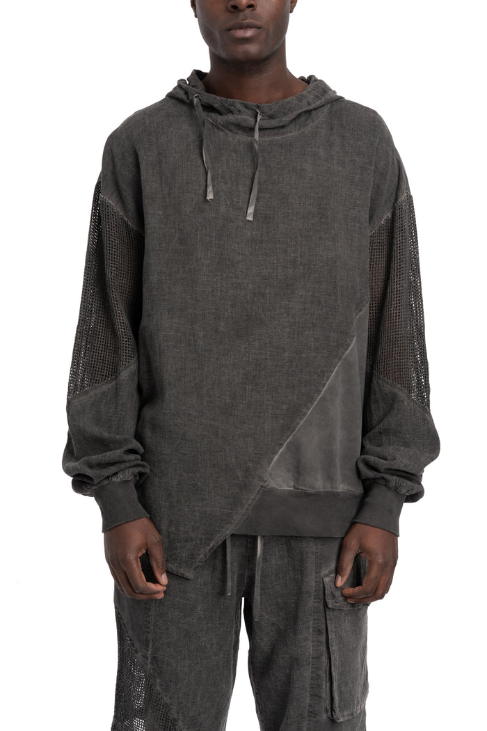 La Haine Inside Us | SS26 - Asymmetric hooded contrast sweater, Grey M1271