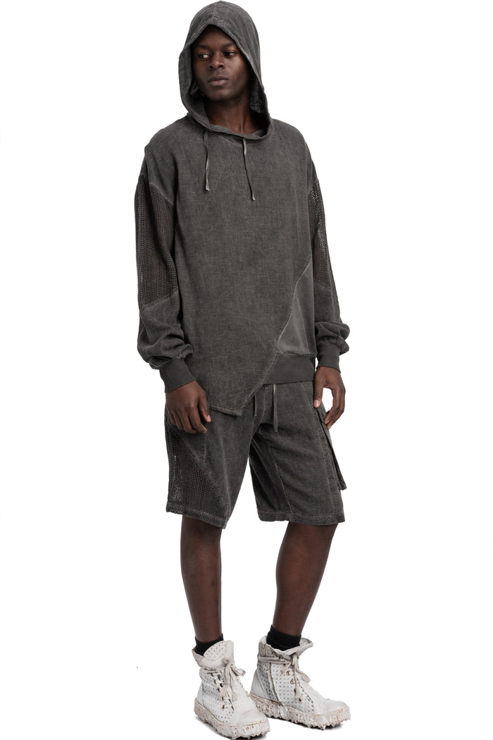 La Haine Inside Us | SS26 - Asymmetric hooded contrast sweater, Grey M1271