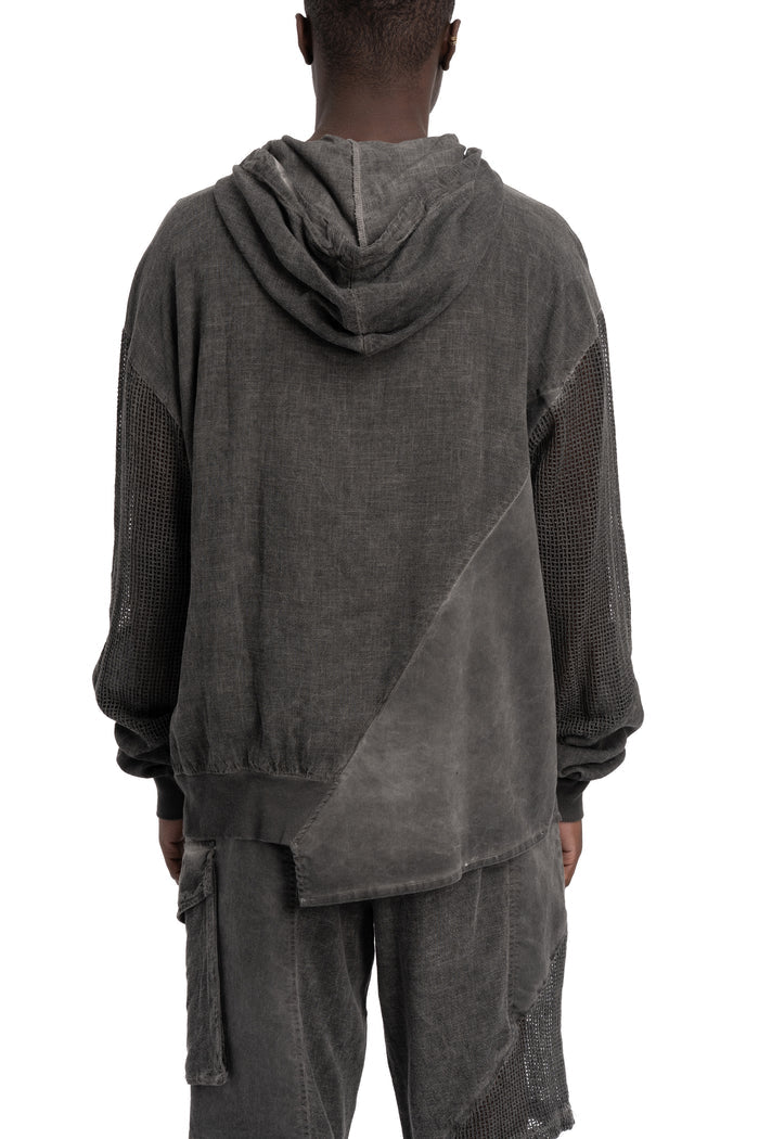 La Haine Inside Us | SS26 - Asymmetric hooded contrast sweater, Grey M1271