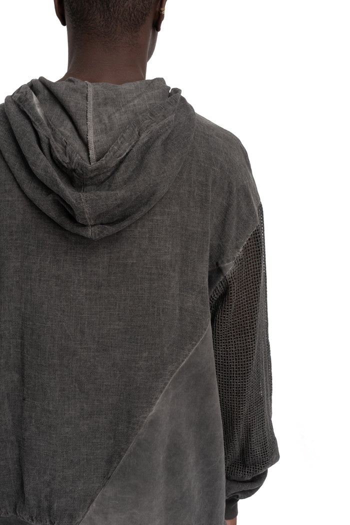 La Haine Inside Us | SS26 - Asymmetric hooded contrast sweater, Grey M1271