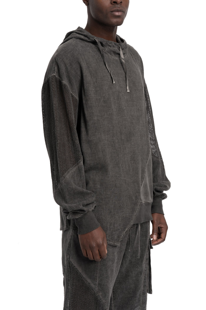 La Haine Inside Us | SS26 - Asymmetric hooded contrast sweater, Grey M1271