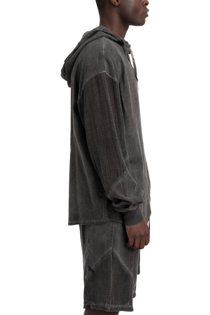 La Haine Inside Us | SS26 - Asymmetric hooded contrast sweater, Grey M1271