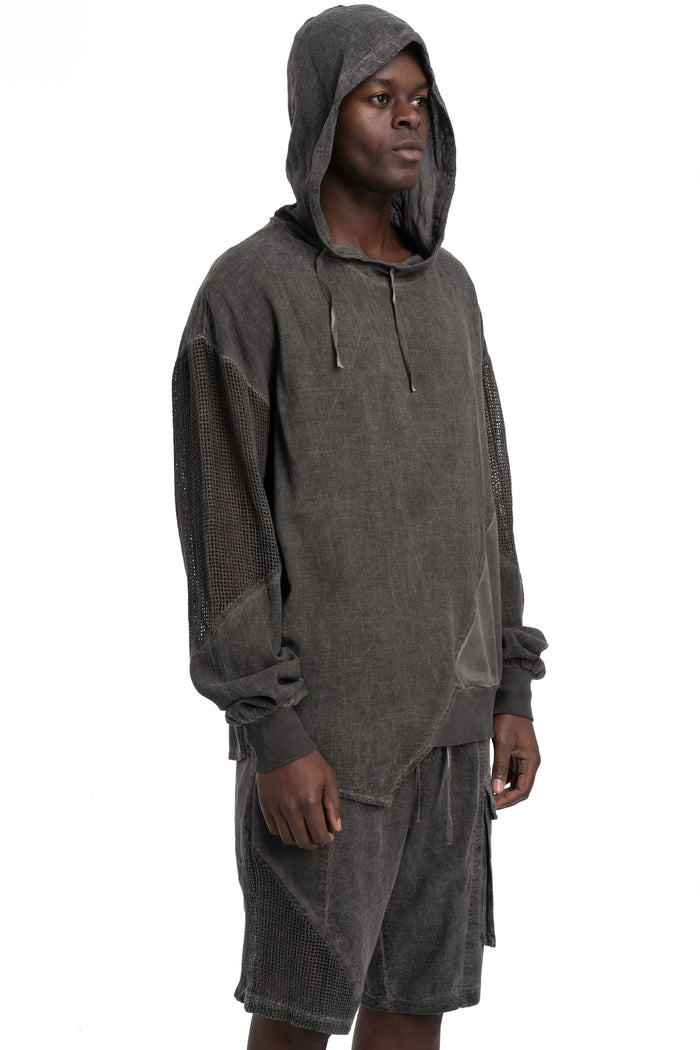 La Haine Inside Us | SS26 - Asymmetric hooded contrast sweater, Grey M1271
