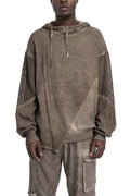 La Haine Inside Us | SS26 - Asymmetric hooded contrast sweater, Fango M1271