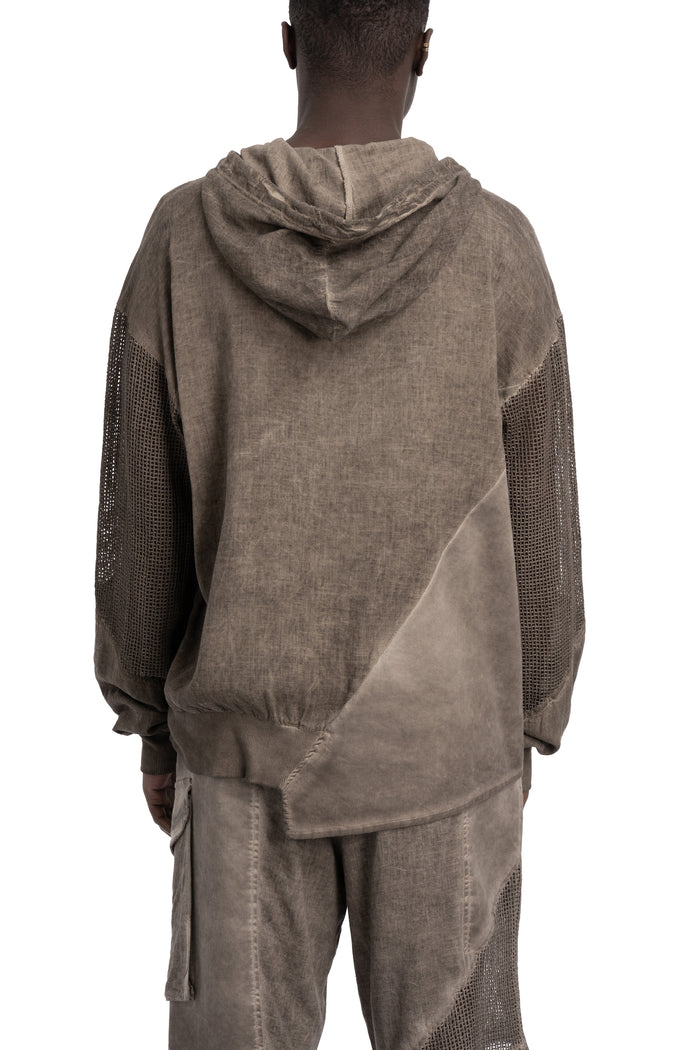 La Haine Inside Us | SS26 - Asymmetric hooded contrast sweater, Fango M1271