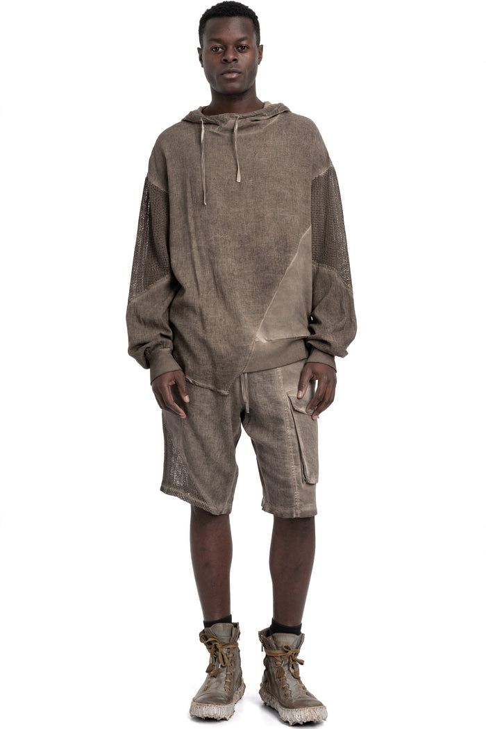 La Haine Inside Us | SS26 - Asymmetric hooded contrast sweater, Fango M1271